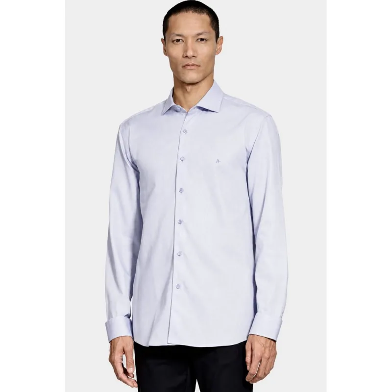 Camisa Slim Algodão Tricoline Manga Longa Cinza - M