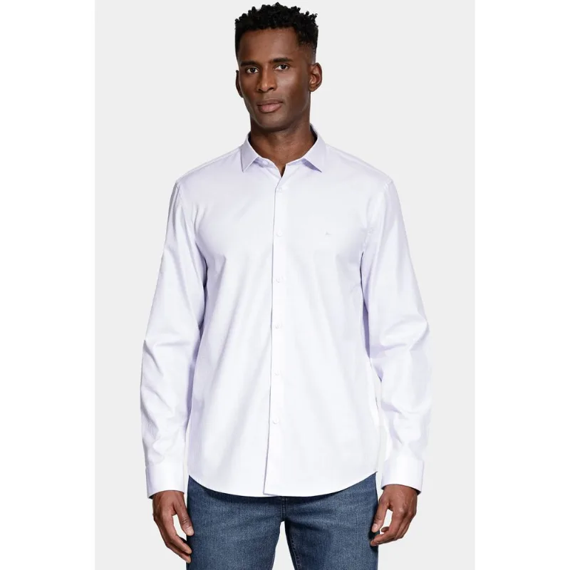 Camisa Manga Longa Regular Tricoline Algodão Textura Lilas - M
