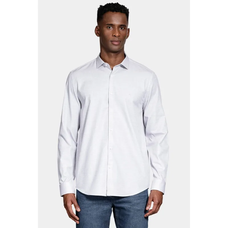 Camisa Manga Longa Regular Tricoline Algodão Textura Cinza - XGG
