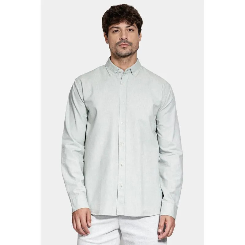 Camisa Manga Longa Slim Oxford Verde Claro - P