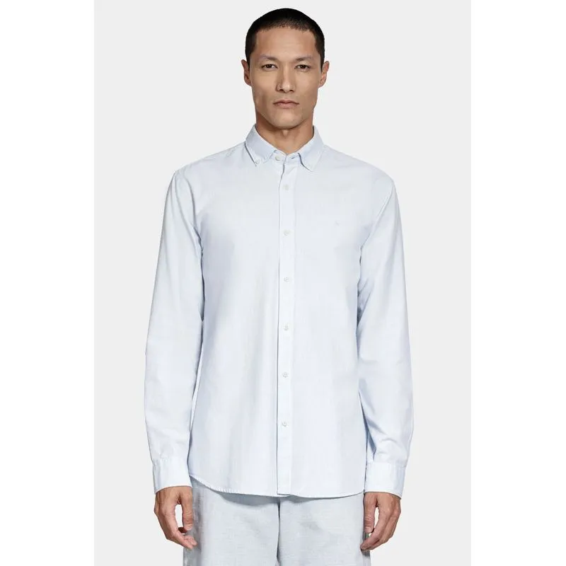 Camisa Manga Longa Slim Oxford Azul Claro - GG