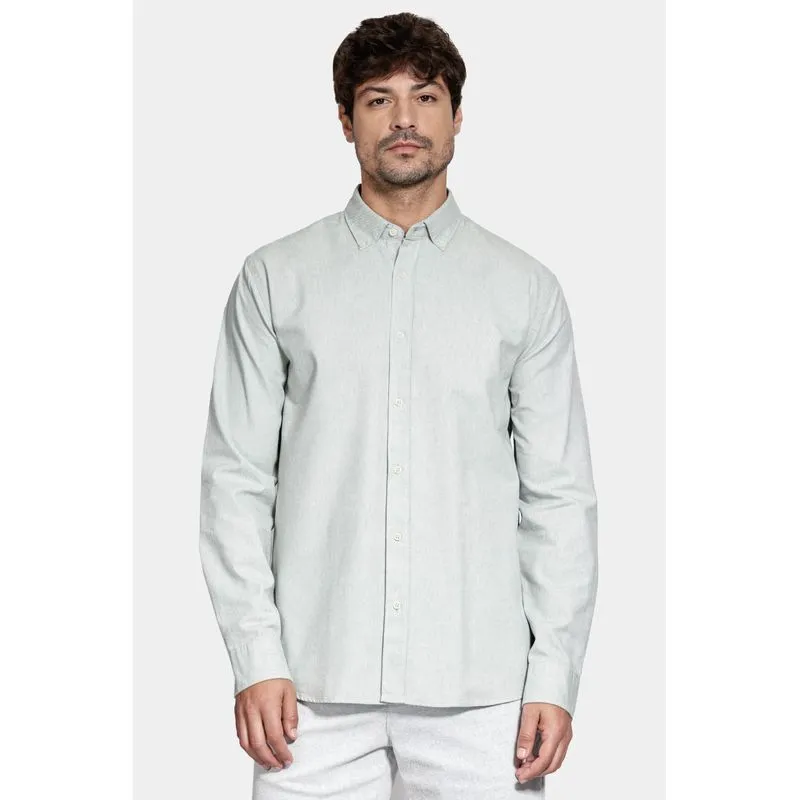 Camisa Manga Longa Slim Oxford Verde Claro - GG
