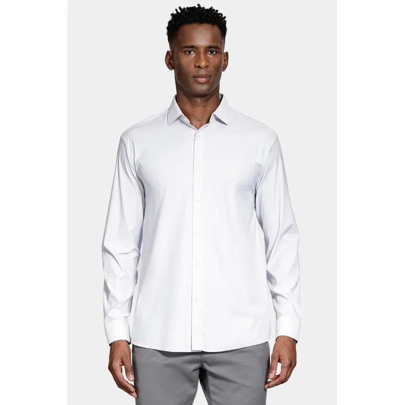 Camisa Manga Longa Regular Tech Flex Micro Xd Branco Com Cinza - G
