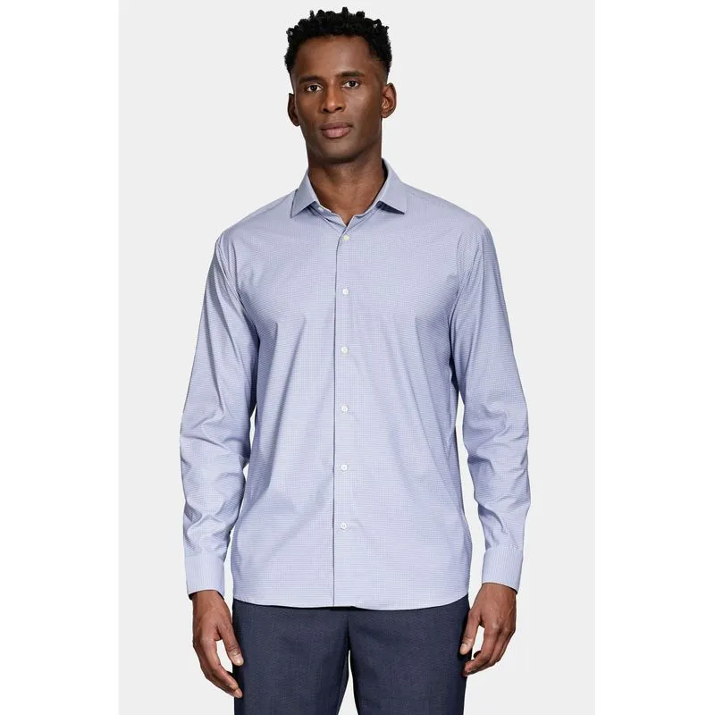 Camisa Manga Longa Regular Tech Flex Xadrez Azul Com Branco - G