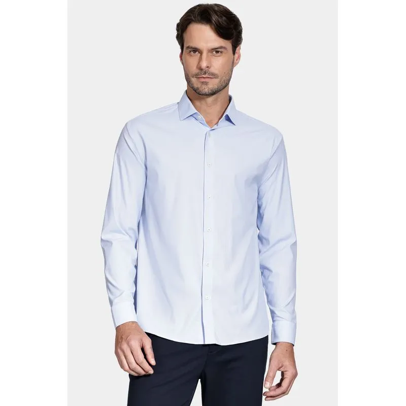 Camisa Regular Manga Longa Tech Flex Azul Claro Com Branco - XXG