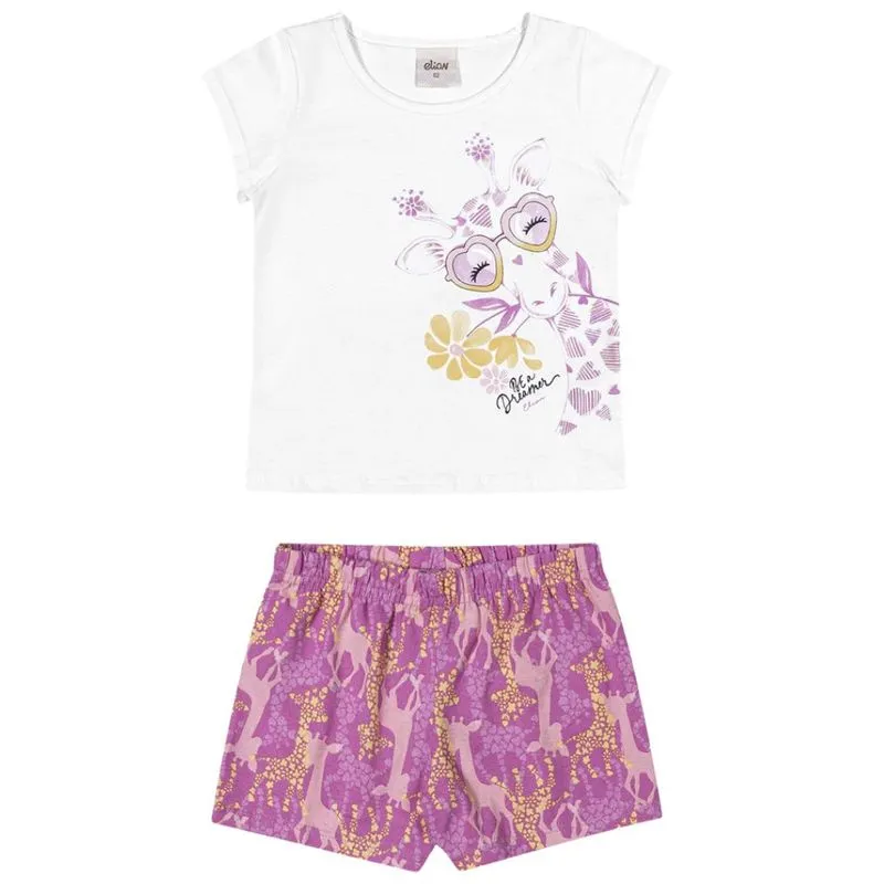 Conjunto Elian Infantil Menina Verão Estampa Girafinha 4/8 - 232198-BRANCO-6