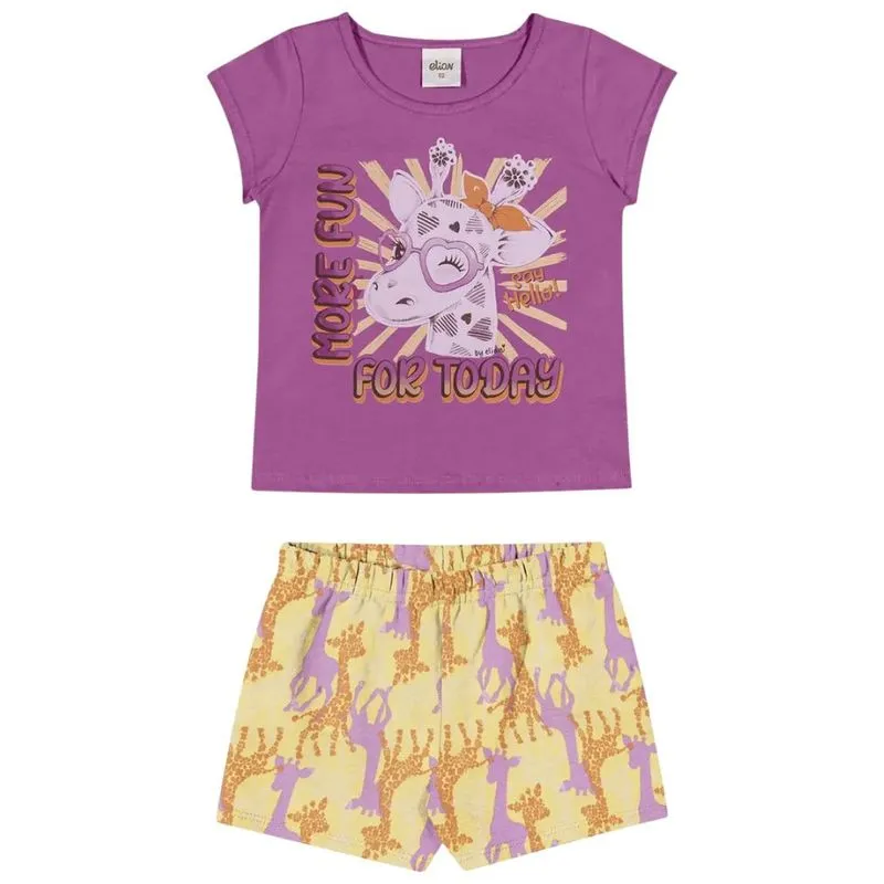 Conjunto Elian Infantil Menina Verão Estampa Girafinha 4/8 - 232198-ROSA TULIPA-8
