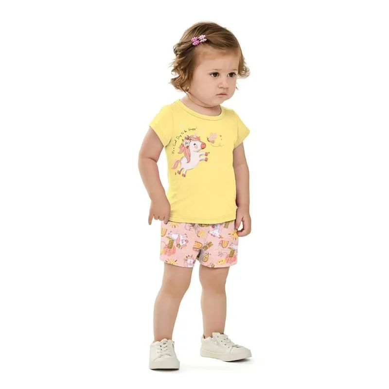 Conjunto Elian Infantil Menina Verão Estampa Encantada 1/3 - 211617-AMARELO-1