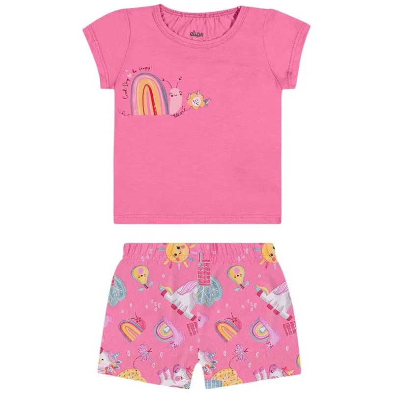 Conjunto Elian Infantil Menina Verão Estampa Encantada 1/3 - 211617-ROSA.ASTROMELIA-1