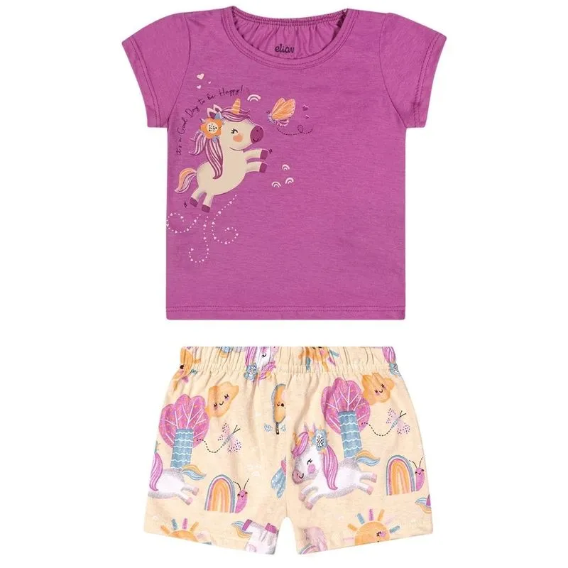 Conjunto Elian Infantil Menina Verão Estampa Encantada 1/3 - 211617-ROSA TULIPA-2