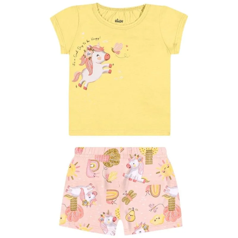 Conjunto Elian Infantil Menina Verão Estampa Encantada 1/3 - 211617-AMARELO-3