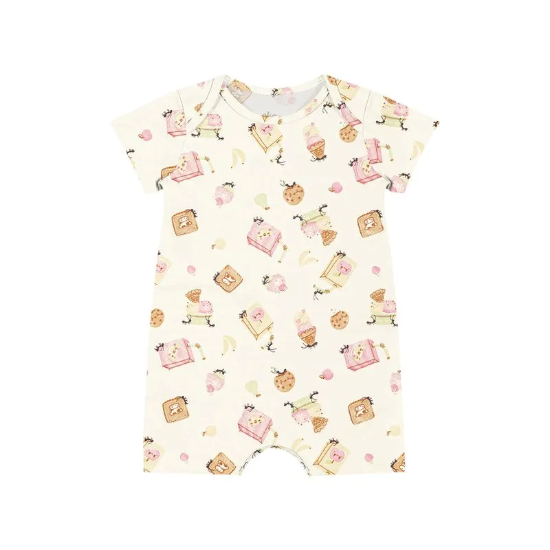 Macaquinho Bebê Menina Cotton Estampado Elian Bege M