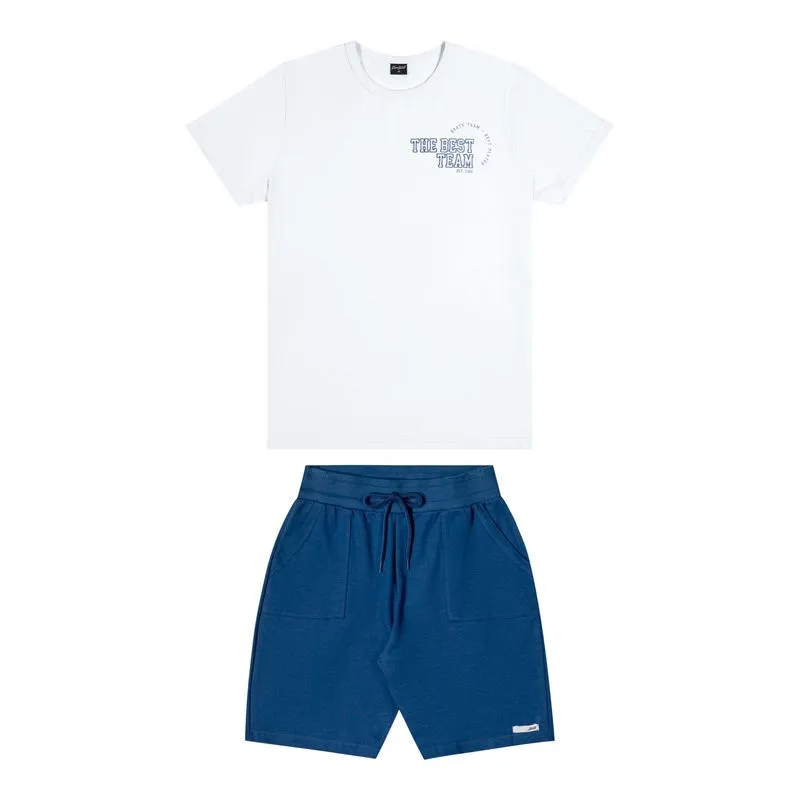 Conjunto Curto Juvenil Menino College Beats Branco 12