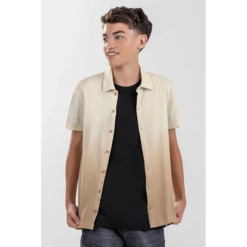 Camisa Juvenil Menino Degradê Malha Linho Beats Bege 18