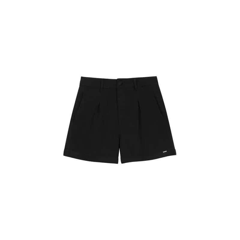 Short Feminino Alfaiataria Linho Marialícia Preto 42