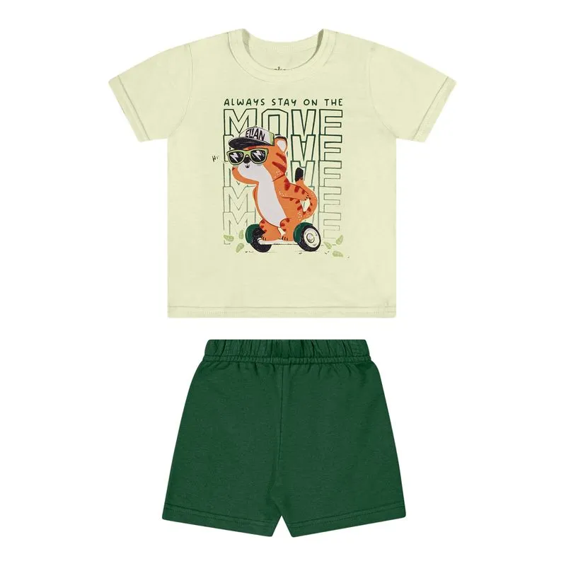Conjunto Bebê Menino Curto Animais Elian Verde 3
