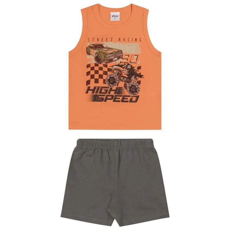 Conjunto Elian Infantil Menino Verão Estampa Frontal 4/8 - 221617-LARANJA.CARROT-4
