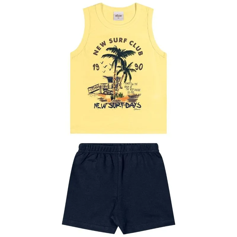 Conjunto Elian Infantil Menino Verão Estampa Frontal 4/8 - 221617-AMARELO-6