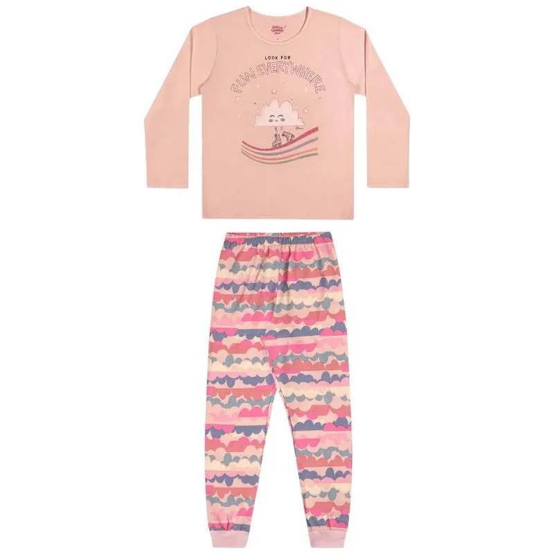 Pijama Estampa Nuvens Elian Menina Infantil inverno 4/8 - 13124-ROSA BOY-6