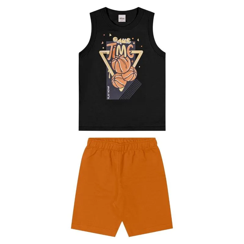 Conjunto Elian Infantil Menino Verão Estampa Rotativa 4/8 - 241400-PRETO-4