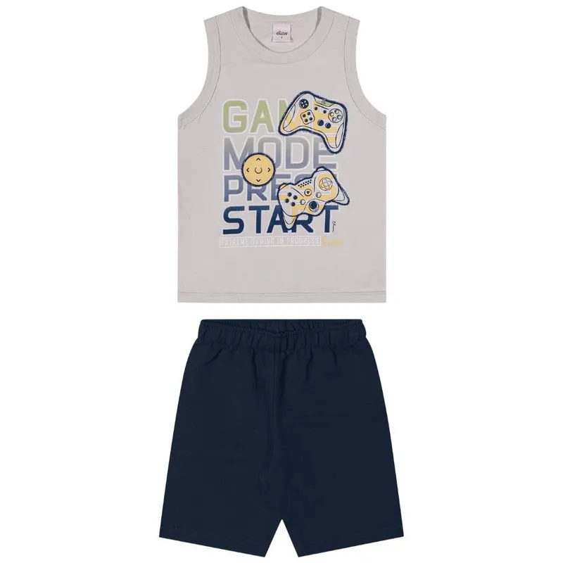 Conjunto Elian Infantil Menino Verão Estampa Rotativa 4/8 - 241400-CINZA-8