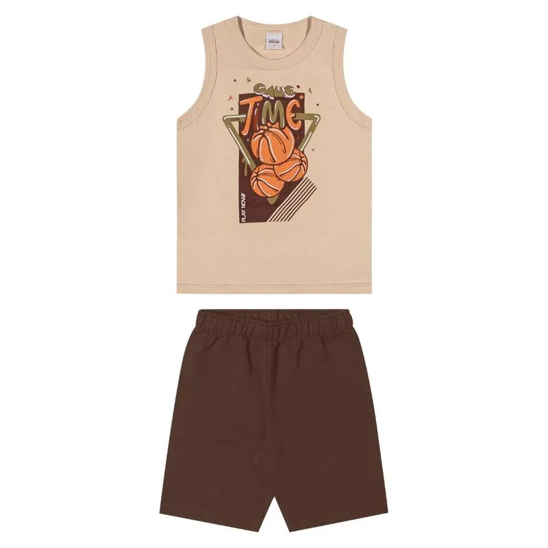 Conjunto Elian Infantil Menino Verão Estampa Rotativa 4/8 - 241400-BEGE JOAQUINA-8