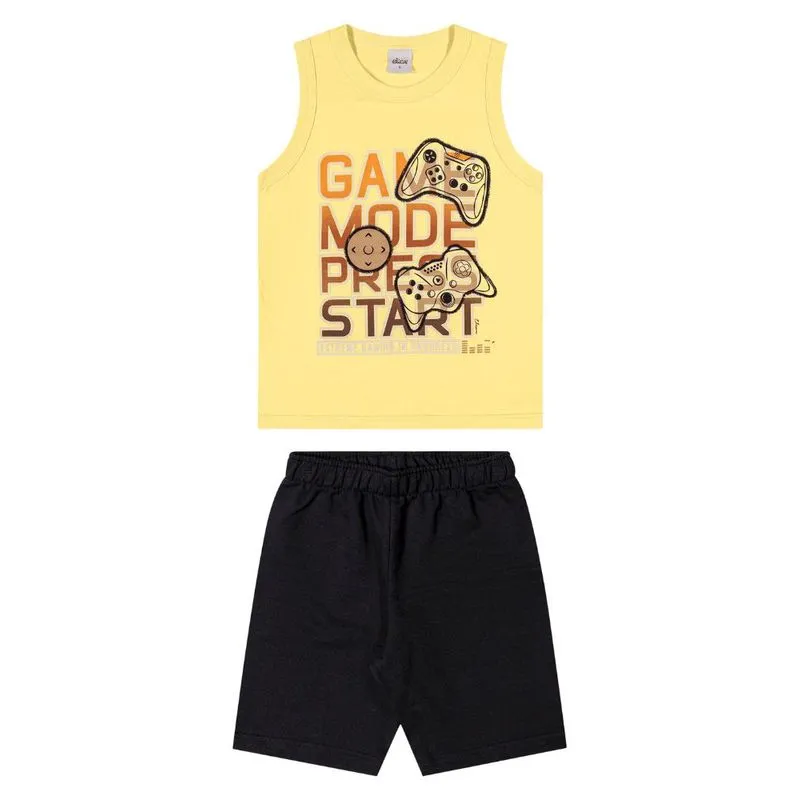 Conjunto Elian Infantil Menino Verão Estampa Rotativa 4/8 - 241400-AMARELO-8