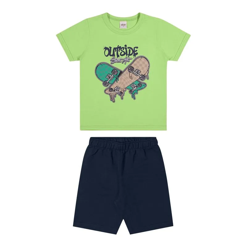 Conjunto Infantil Menino Estampa Skate Elian Verde 12