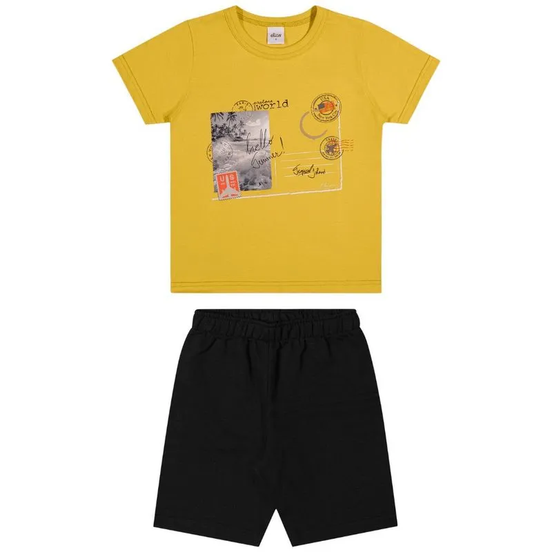 Conjunto Elian Infantil Menino Verão 4/8 - 241401-AMARELO.MANGA-4