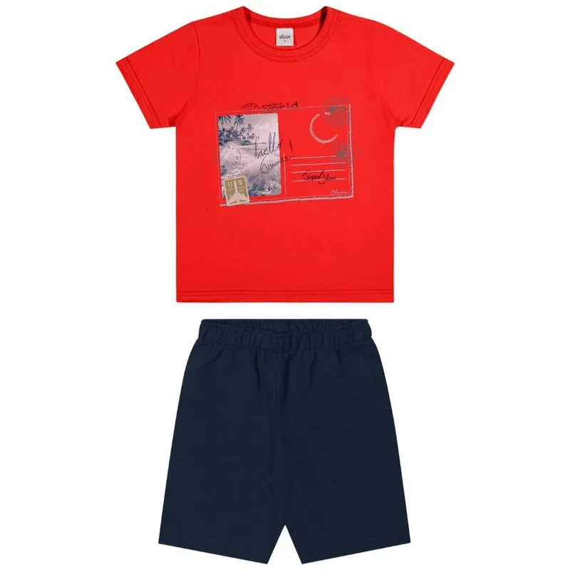 Conjunto Elian Infantil Menino Verão 4/8 - 241401-VERMELHO FOGO-4