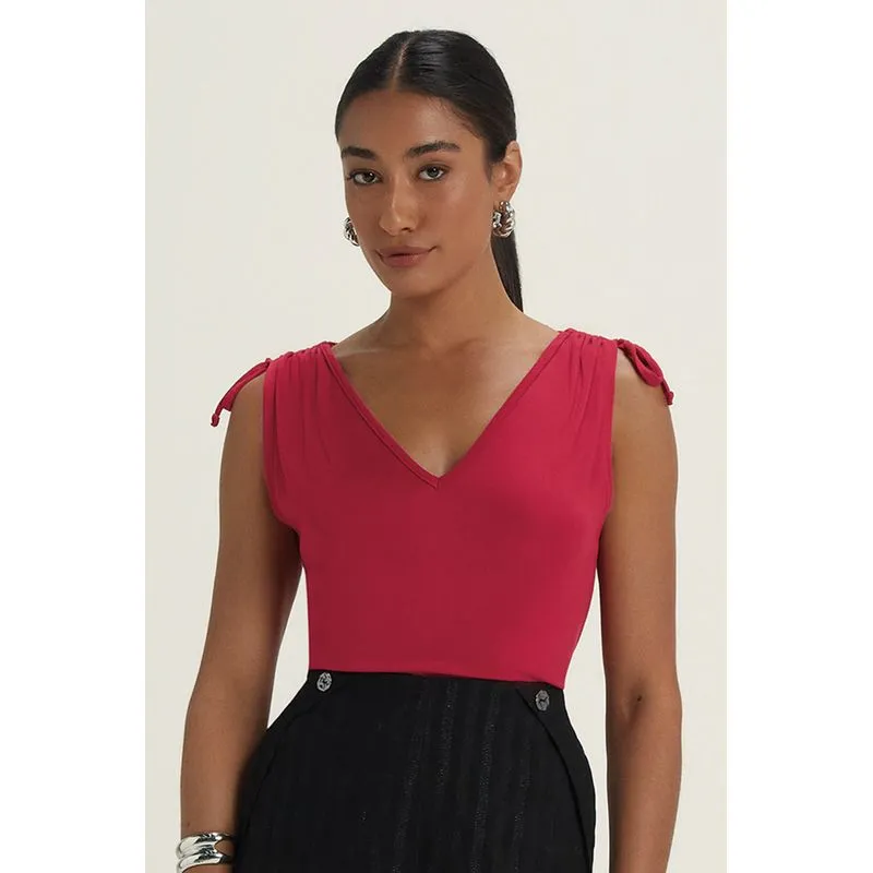 Blusa Feminina Alças Com Amarração Marialícia Vermelho P