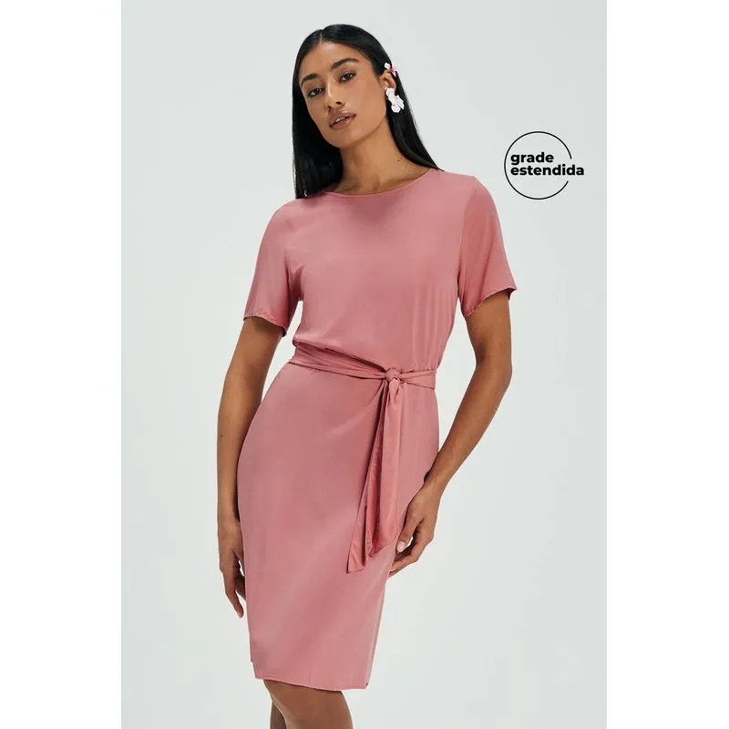Vestido Feminino Curto Com Faixa Marialícia Rosa P