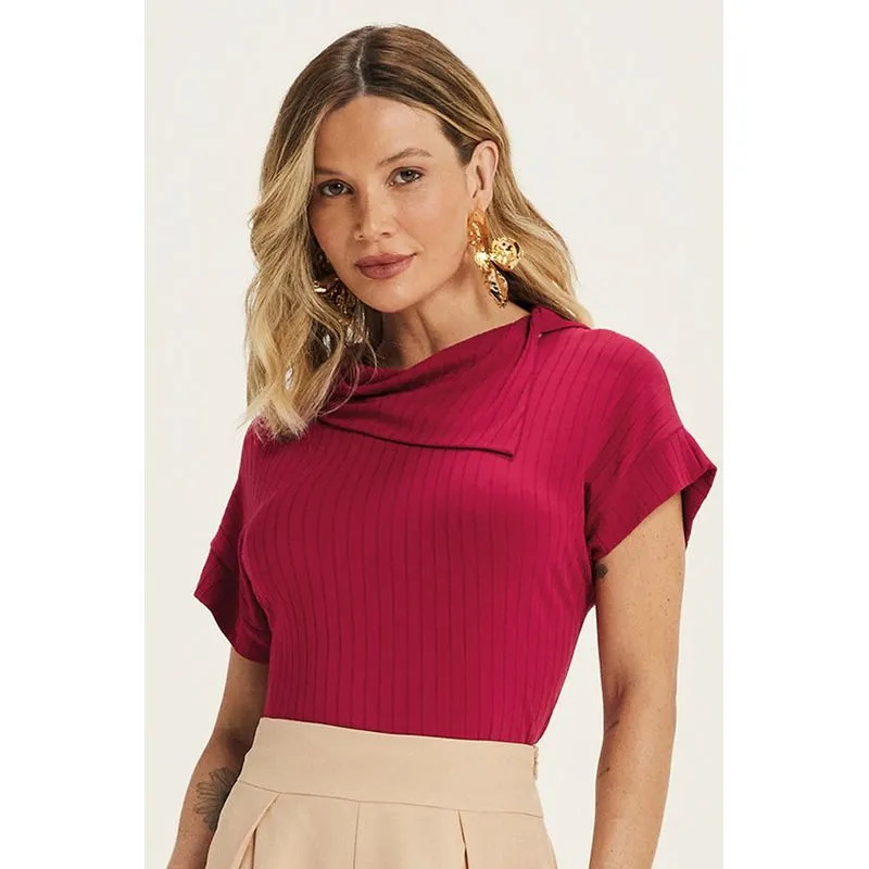 Blusa Feminina Gola Assimétrica Marialícia Vermelho P