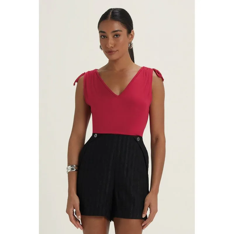 Short Feminino Listrado Lurex Marialícia Preto M