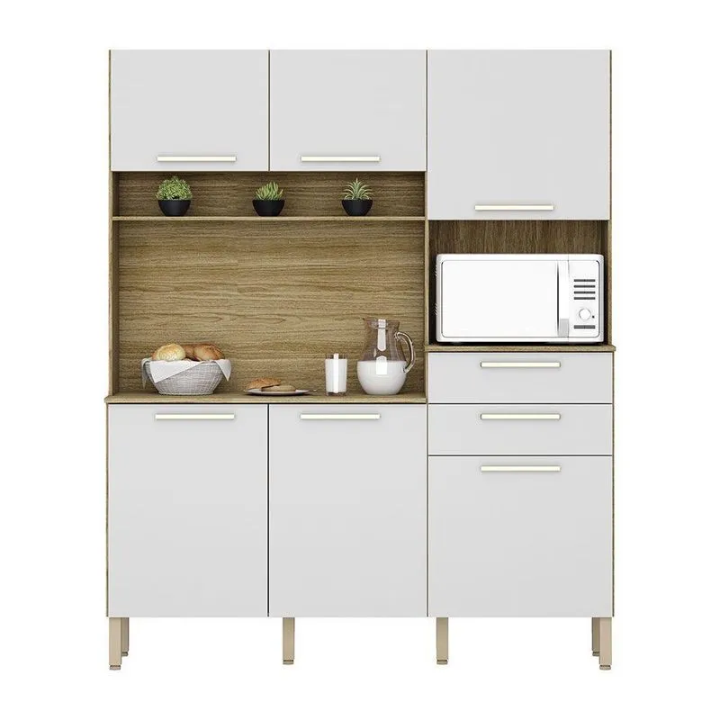 Armário De Cozinha Compacta 6 Portas E 2 Gavetas 160 Cm Duquesa Freijó-supremo - Pallazio
