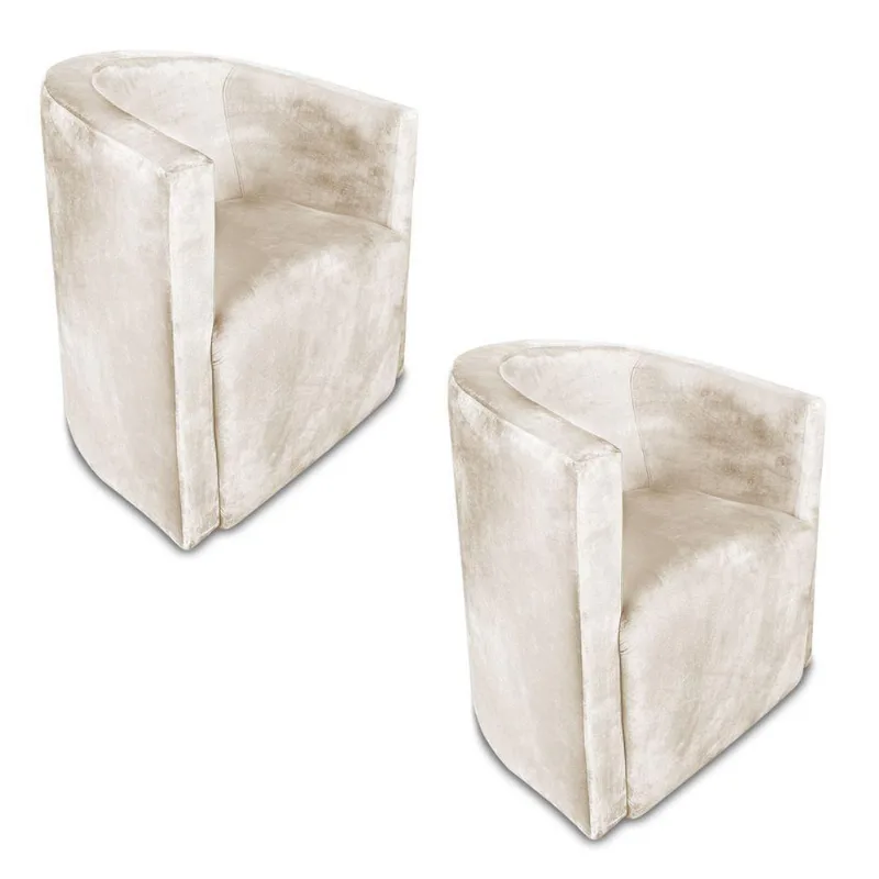 Kit 02 Poltronas Decorativa Lyon Veludo - Pallazio Cor Cinza