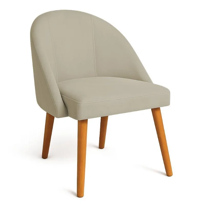 Cadeira Poltrona De Jantar Luna Suede Pés Palito Castanho - Pallazio Cor Capuccino