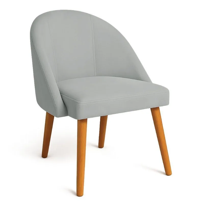 Cadeira Poltrona De Jantar Luna Suede Pés Palito Castanho - Pallazio Cor Cinza