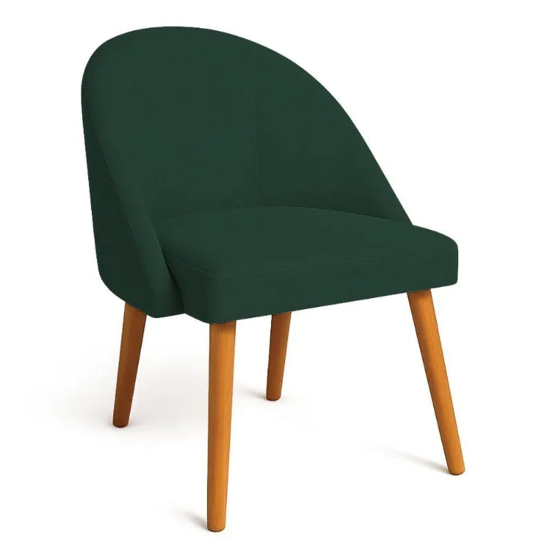 Cadeira Poltrona De Jantar Luna Suede Pés Palito Castanho - Pallazio Cor Verde