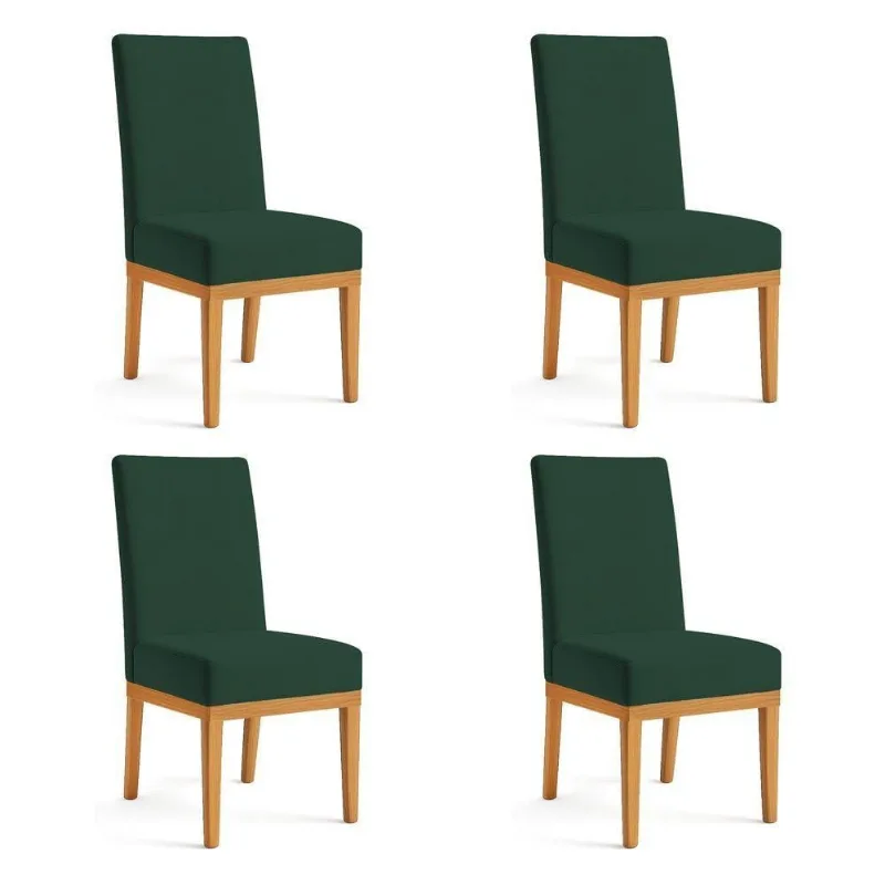 Kit 4 Cadeiras De Jantar Brisa Suede Verde Base De Madeira - Pallazio
