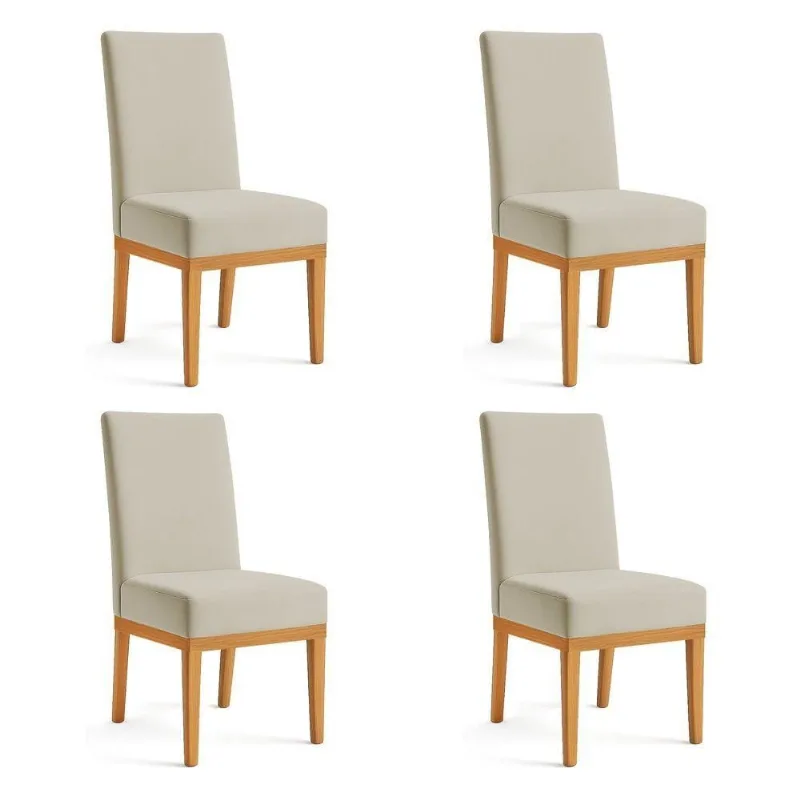 Kit 4 Cadeiras De Jantar Brisa Suede Base De Madeira - Pallazio Cor Cappuccino