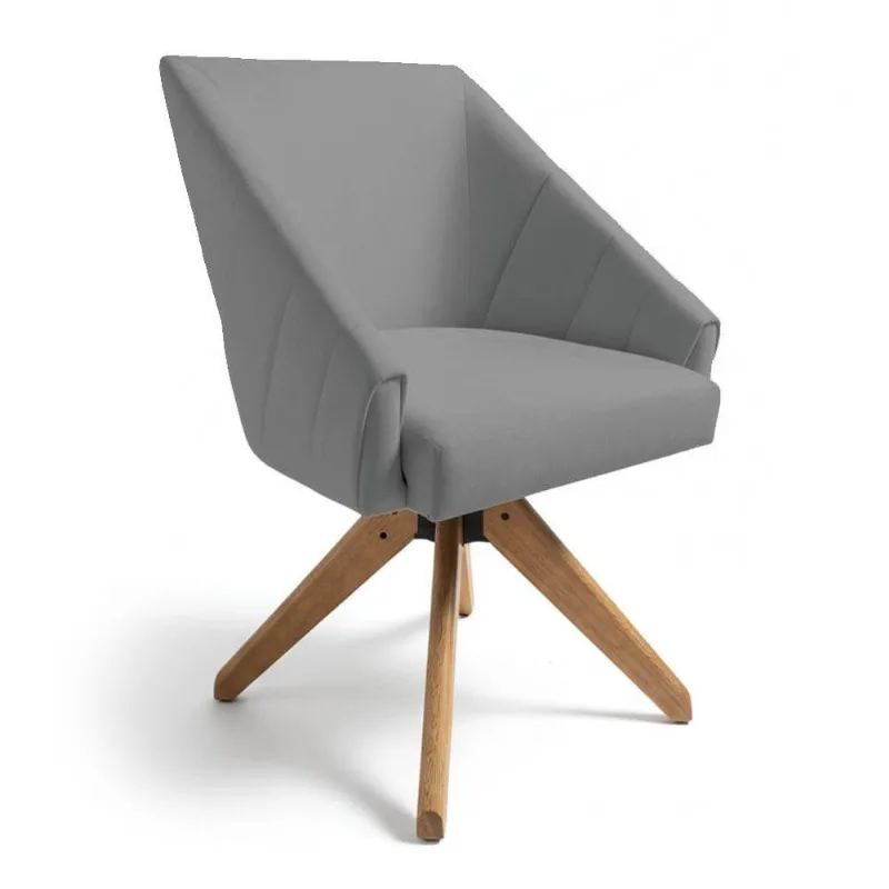 Poltrona Giratória Alana Suede Base De Madeira - Pallazio Cor Grafite