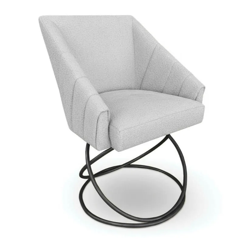 Poltrona Luxo Alana Bouclê Base Luxo Preto - Pallazio Cor Cinza