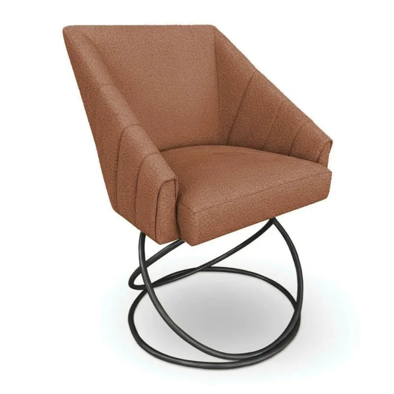 Poltrona Luxo Alana Bouclê Base Luxo Preto - Pallazio Cor Terracota