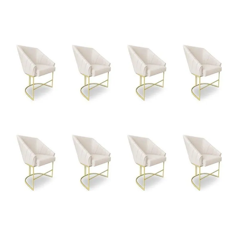 Poltrona Alana Decorativa Em Linho Com Base Ferro Dourado Confortável Bege Pallazio