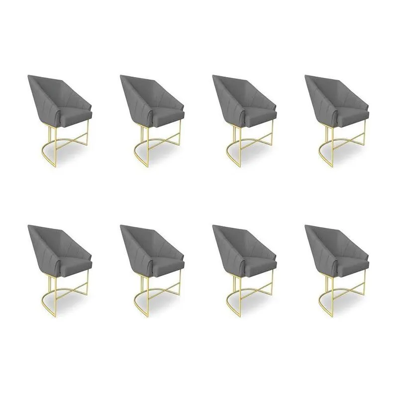 Poltrona Alana Decorativa Em Linho Com Base Ferro Dourado Confortável Grafite Pallazio