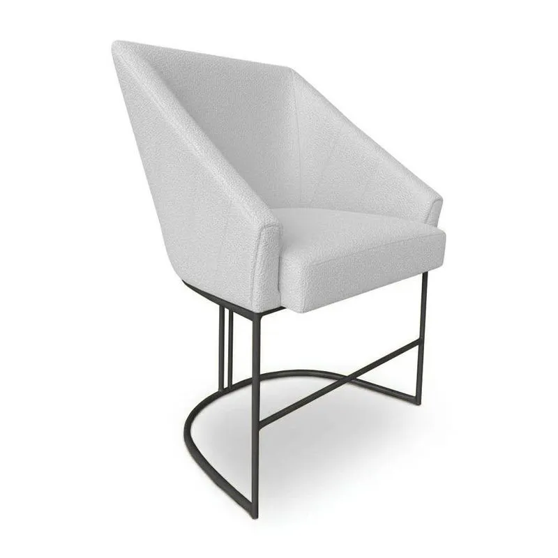 Poltrona Luxo Alana Bouclê Base Ferro Preto - Pallazio Cor Cinza