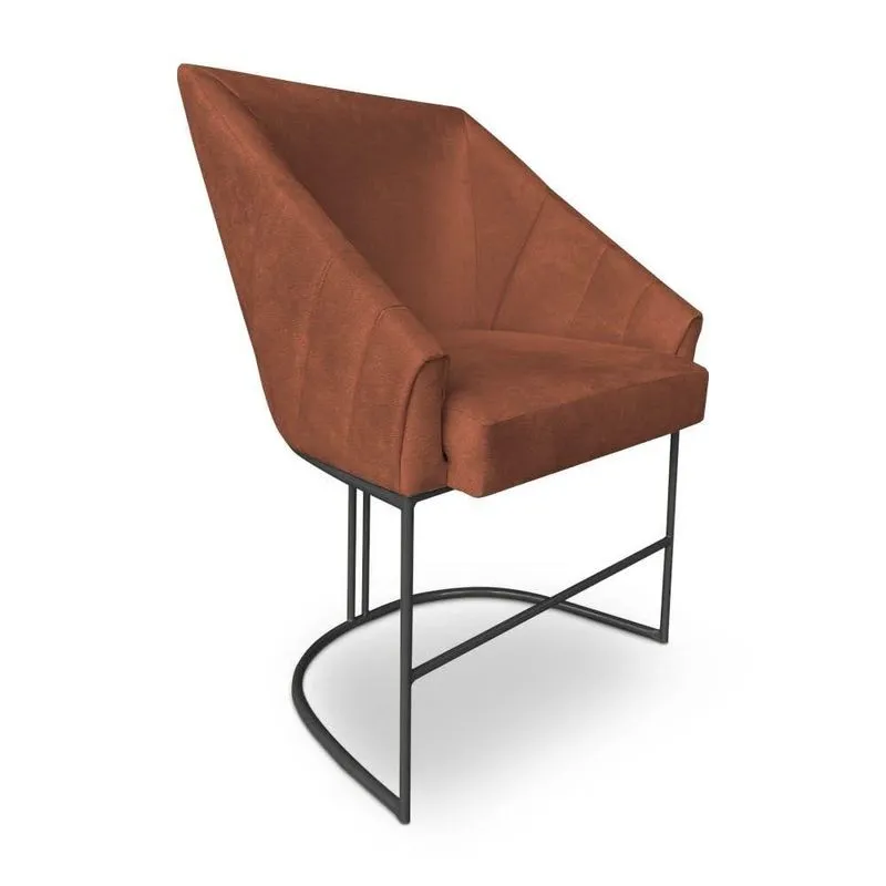 Poltrona Luxo Alana Veludo Base Ferro Preto - Pallazio Cor Terracota