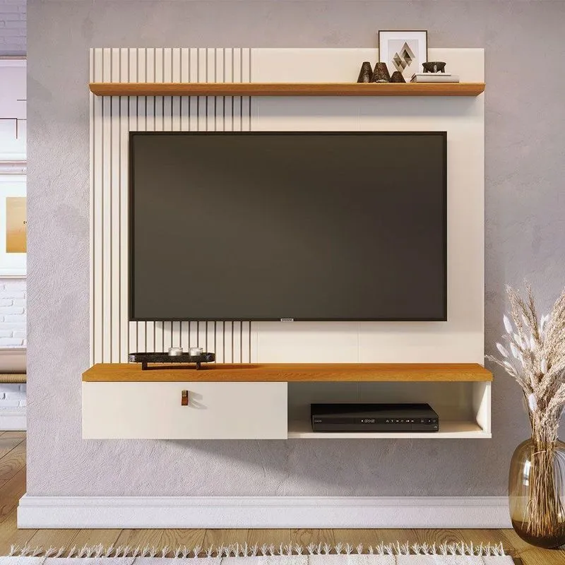 Painel Bancada Suspensa Iris 141cm Mdp Com Porta Basculante Off White Pallazio