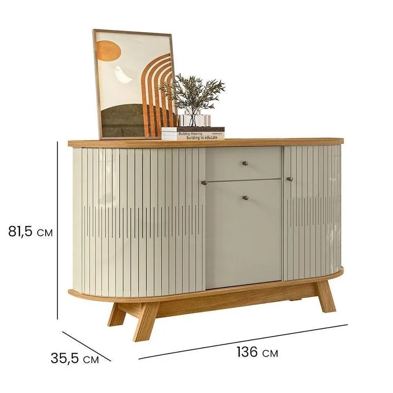 Aparador Buffet Monza Moderno 2 Portas MDP 136cm Amadeirado Pallazio
